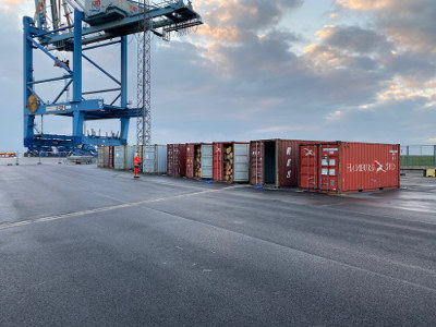 shipping containers awaiting fumigation